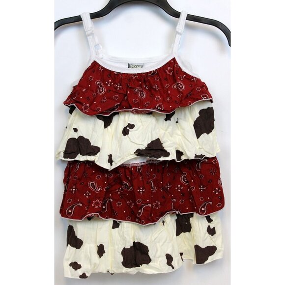 Ann Loren by JE Designs Girls 2pc Set sz 9/10 Western Ruffle Layer Cow Bandana - Picture 2 of 13